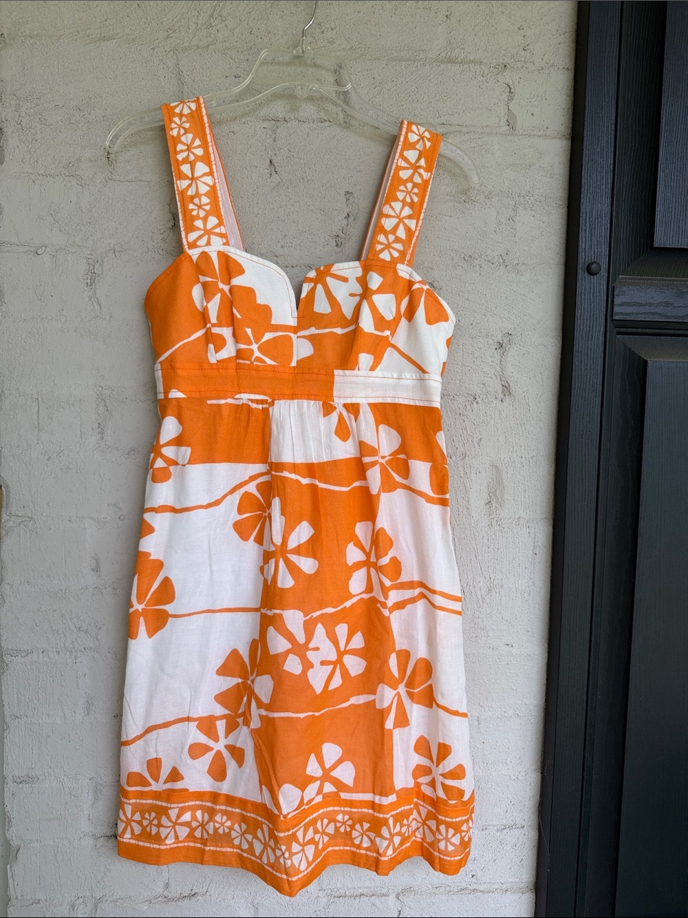 Trina Turk Orange/White Hawaiian Floral Cotton Sundress Size 4 - Picture 3 of 14